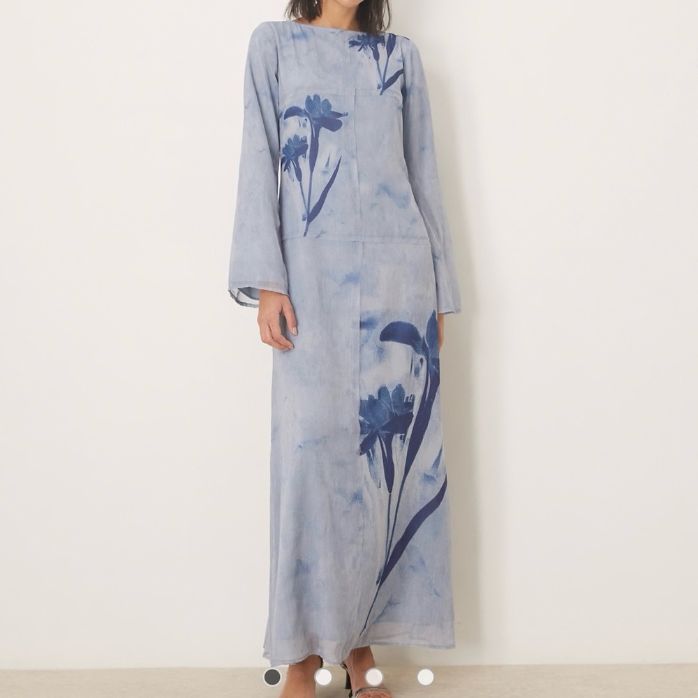 ASOS Powder Blue Maxi Dress with Navy Floral Print - Picture 3 of 3